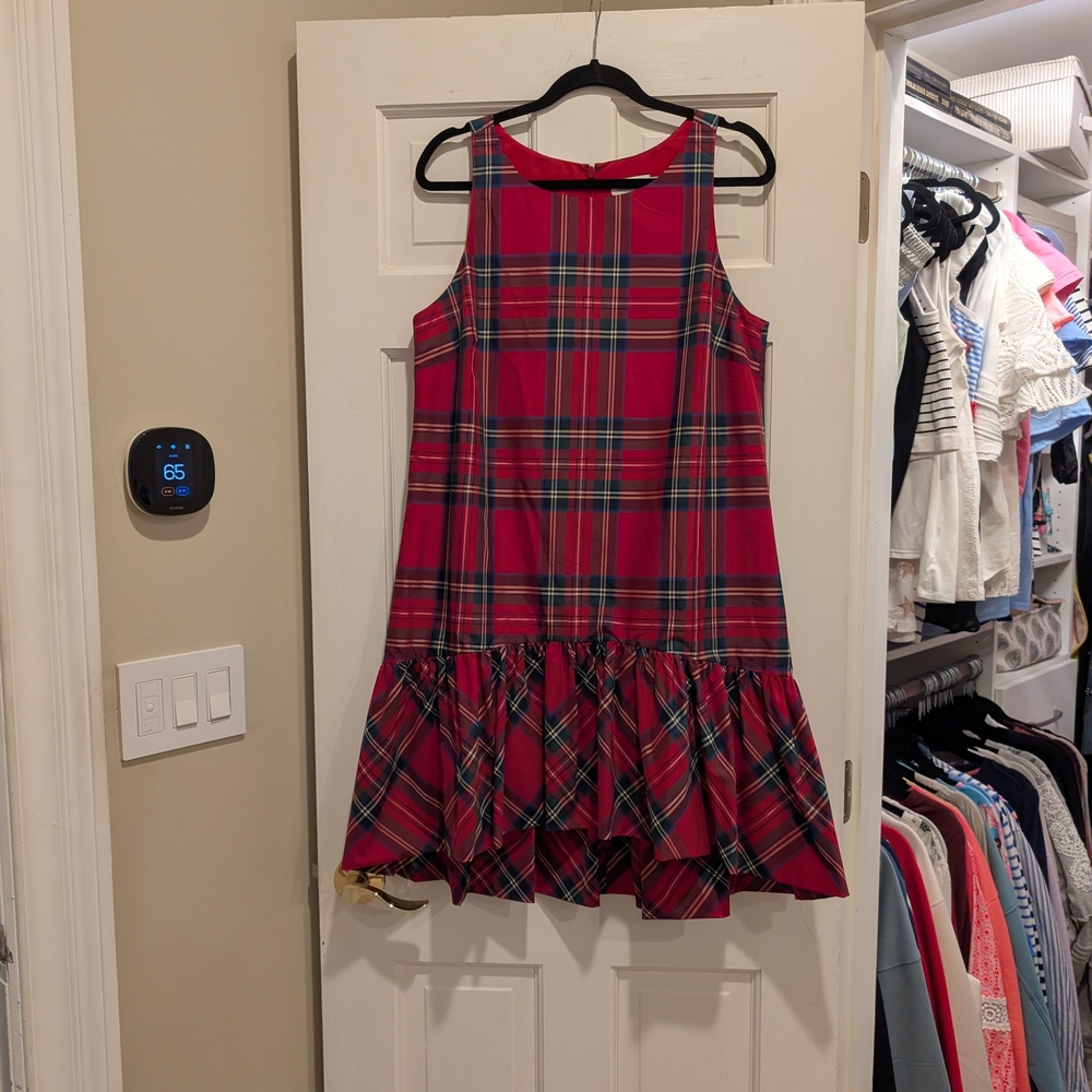 Vineyard Vines Pink Plaid High Low Dress